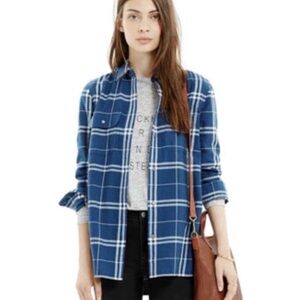 Madewell Blue Flannel Plaid Women’s Shirt Sz S Pocket Button Front Shirt